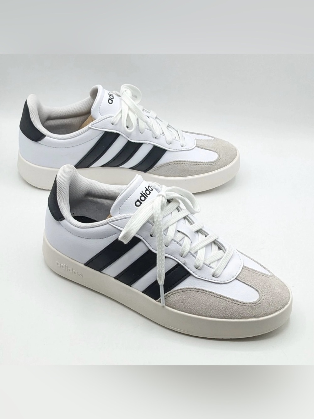 Addidas Women’s Barreda White and Black Court-Inspired Sneakers/Shoes